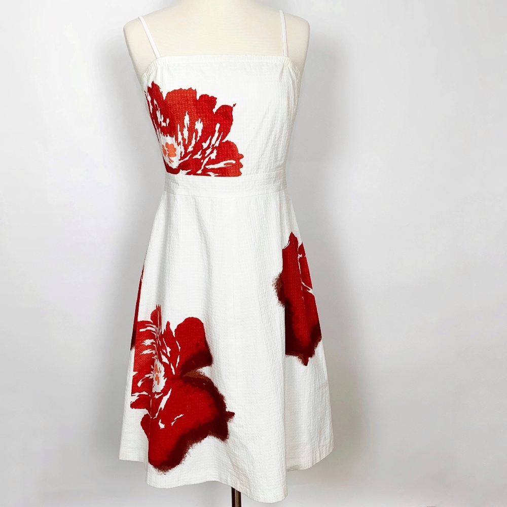 NEW J Crew White Strapless Sundress w/Red Flowers